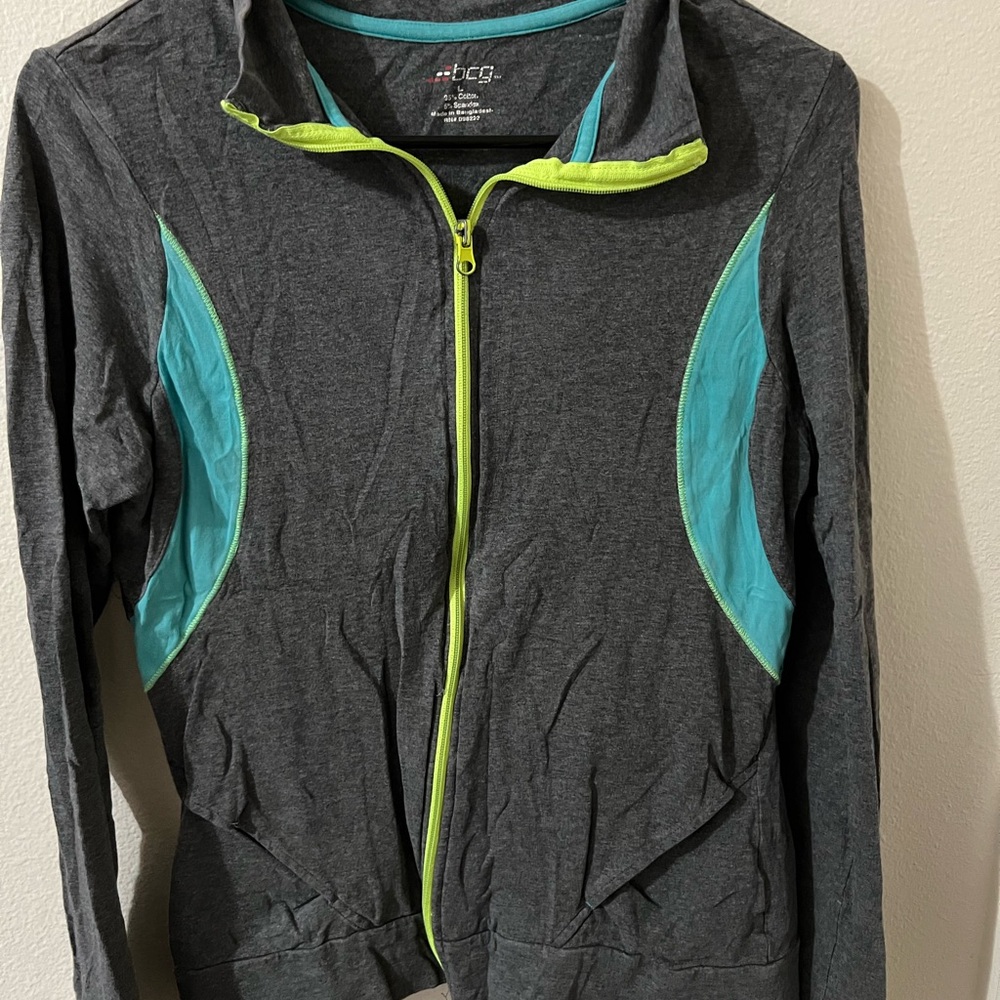 BCG Charcoal and Lime Zip-Up Hoodie